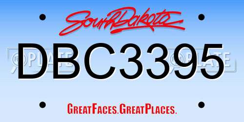 DBC3395 South Dakota License Plate