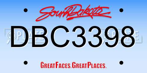 DBC3398 South Dakota License Plate