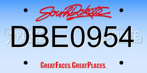 DBE0954 South Dakota License Plate