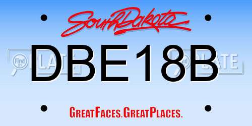 DBE18B South Dakota License Plate