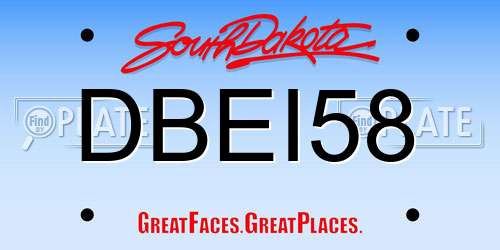 DBEI58 South Dakota License Plate