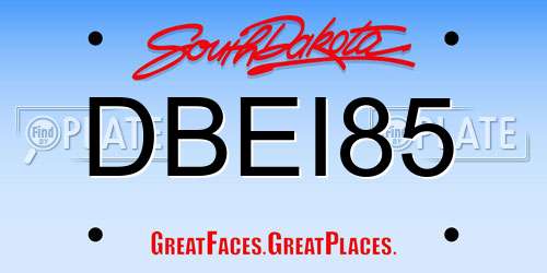 DBEI85 South Dakota License Plate
