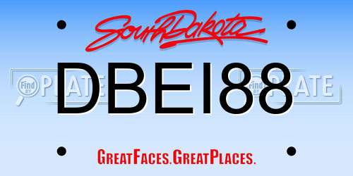 DBEI88 South Dakota License Plate