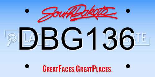DBG136 South Dakota License Plate