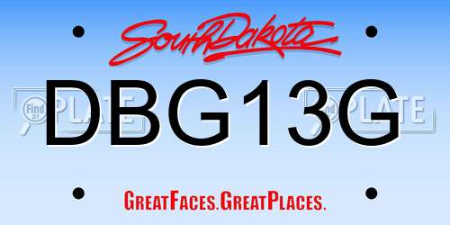 DBG13G South Dakota License Plate