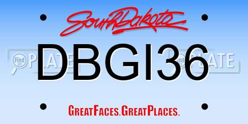 DBGI36 South Dakota License Plate