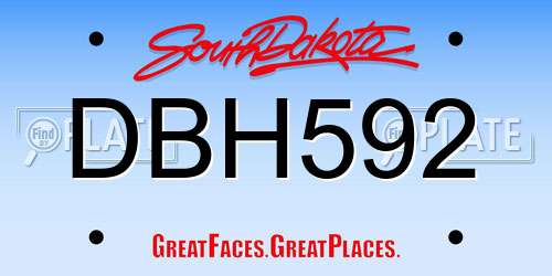 DBH592 South Dakota License Plate