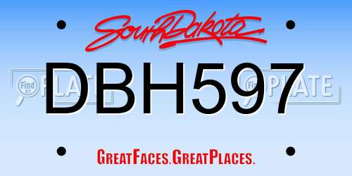 DBH597 South Dakota License Plate