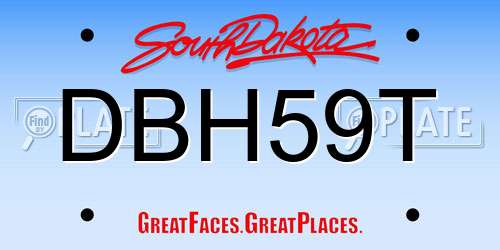 DBH59T South Dakota License Plate