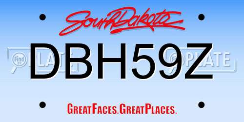 DBH59Z South Dakota License Plate