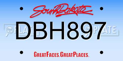 DBH897 South Dakota License Plate