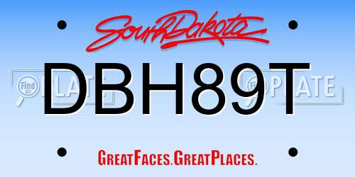 DBH89T South Dakota License Plate