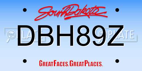 DBH89Z South Dakota License Plate