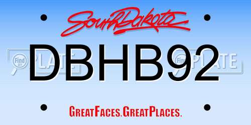 DBHB92 South Dakota License Plate