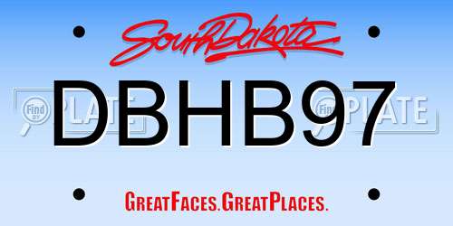 DBHB97 South Dakota License Plate