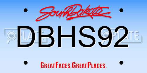 DBHS92 South Dakota License Plate