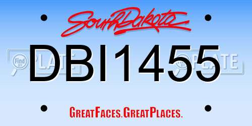 DBI1455 South Dakota License Plate
