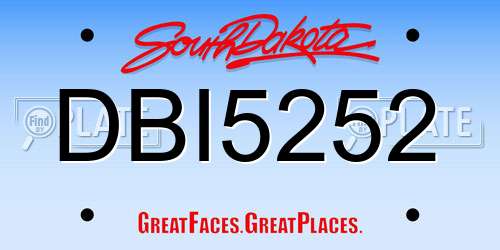 DBI5252 South Dakota License Plate