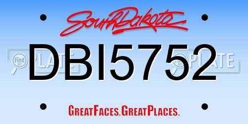 DBI5752 South Dakota License Plate