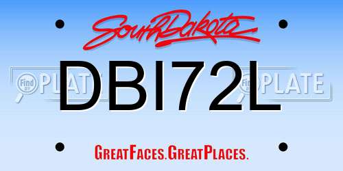 DBI72L South Dakota License Plate