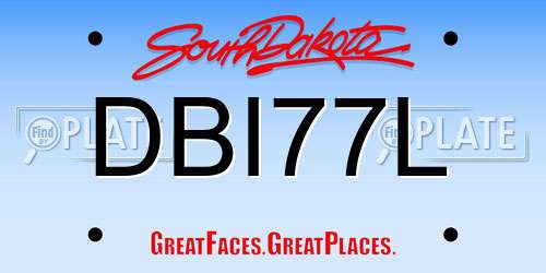 DBI77L South Dakota License Plate
