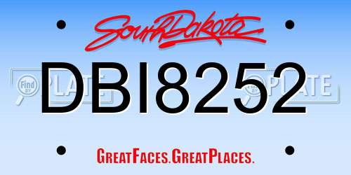 DBI8252 South Dakota License Plate