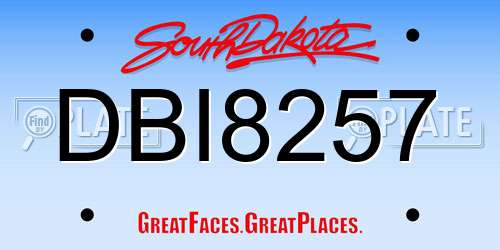 DBI8257 South Dakota License Plate