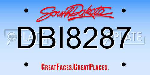 DBI8287 South Dakota License Plate