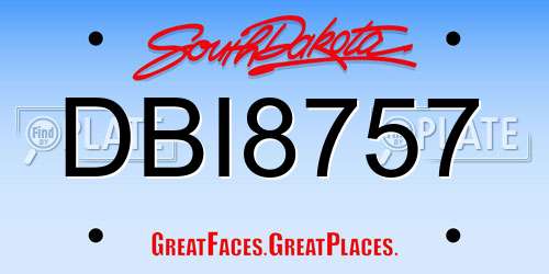 DBI8757 South Dakota License Plate