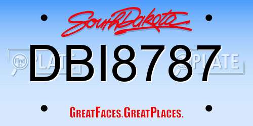DBI8787 South Dakota License Plate