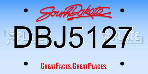 DBJ5127 South Dakota License Plate