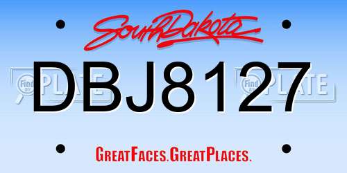 DBJ8127 South Dakota License Plate