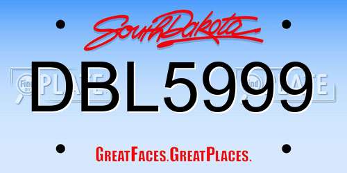 DBL5999 South Dakota License Plate