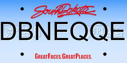 DBNEQQE South Dakota License Plate