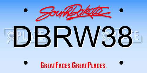 DBRW38 South Dakota License Plate