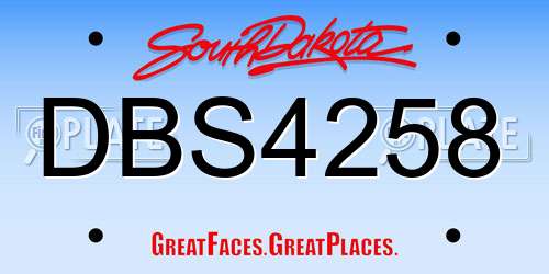 DBS4258 South Dakota License Plate
