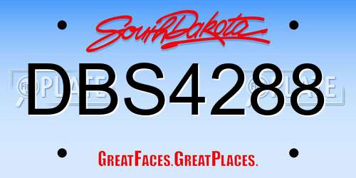 DBS4288 South Dakota License Plate