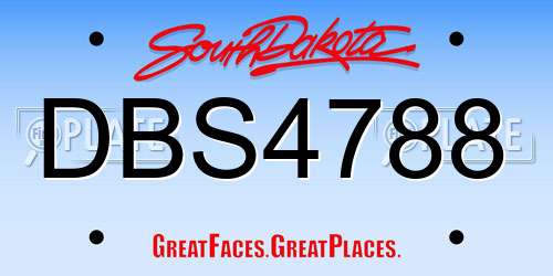 DBS4788 South Dakota License Plate