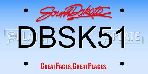 DBSK51 South Dakota License Plate