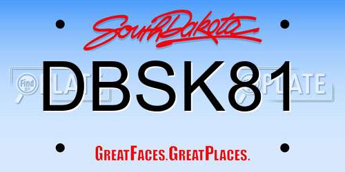 DBSK81 South Dakota License Plate
