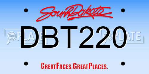 DBT220 South Dakota License Plate