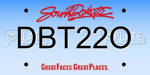 DBT22O South Dakota License Plate