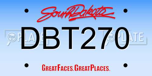 DBT270 South Dakota License Plate
