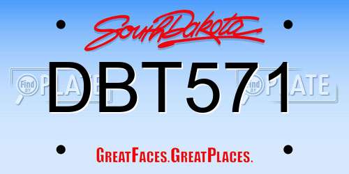 DBT571 South Dakota License Plate