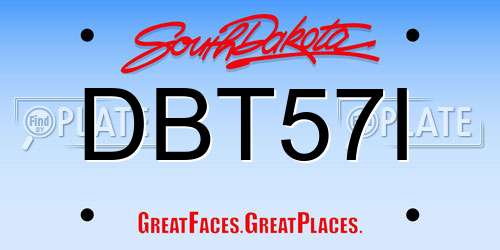 DBT57I South Dakota License Plate