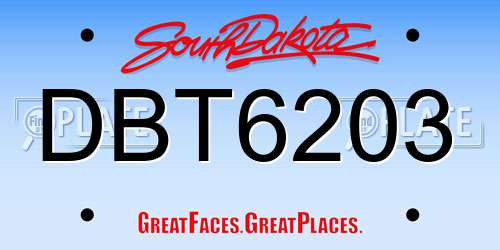 DBT6203 South Dakota License Plate