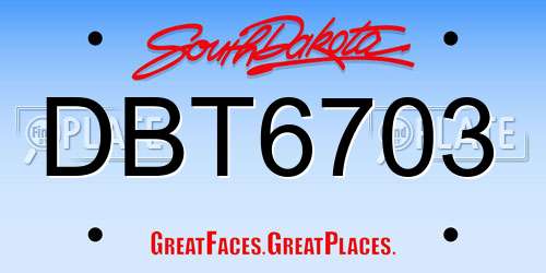 DBT6703 South Dakota License Plate