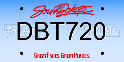 DBT720 South Dakota License Plate
