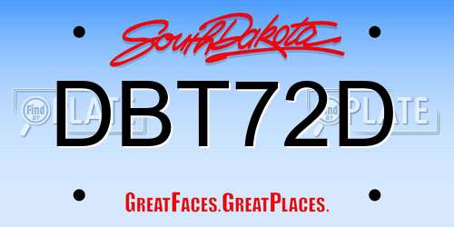 DBT72D South Dakota License Plate