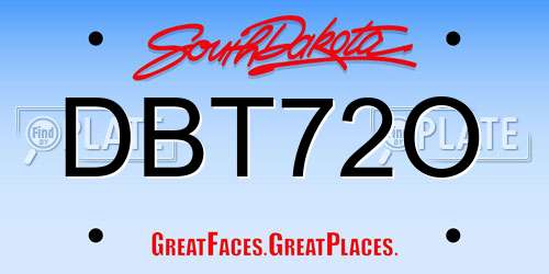 DBT72O South Dakota License Plate